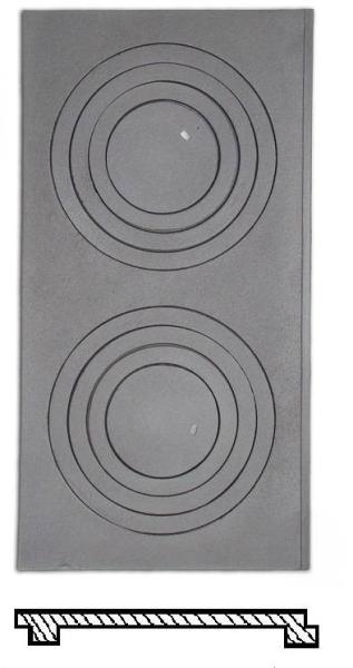 Innbee® Ofenplatten 600x310 Gusseisen Küchenplatte für Ofen Grill und Küche mit Ringen In-2602